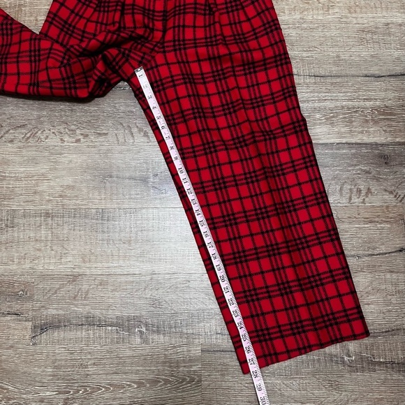 VINTAGE Anne Klein II Wool & Cashmere High Waist Red Plaid Wide Leg Trousers 10 - Picture 14 of 16
